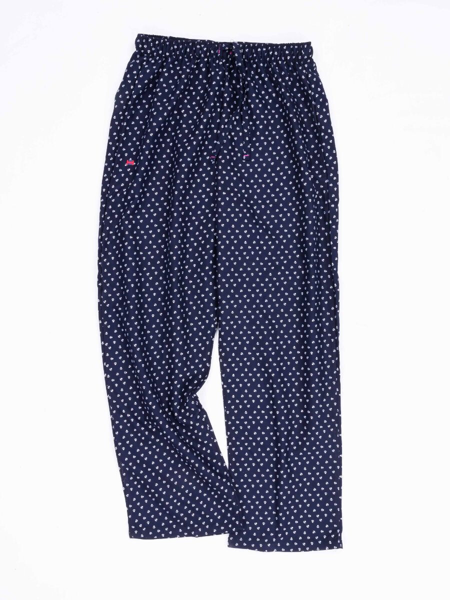 Women Navy & White Printed Polyester Relaxed Pajama