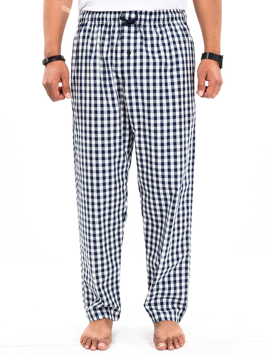 Buy Piejama Black & White Check lightweight Cotton Relaxed Pajama ...
