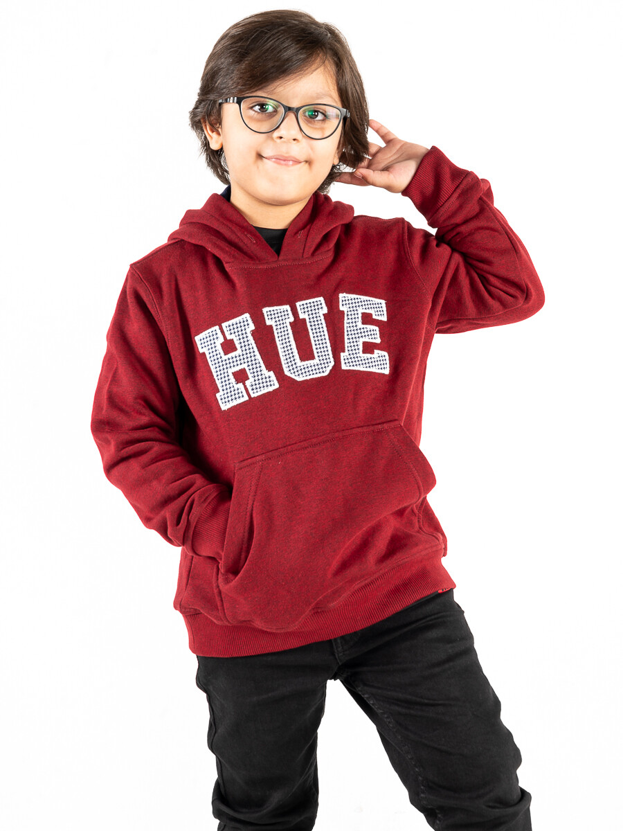 Little Boy Burgundy Fleece Hooded Sweatshirt