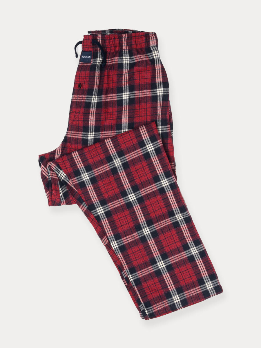Buy Hueman Flannel Plaid Red/White Relaxed Winter Pajama Style No ...