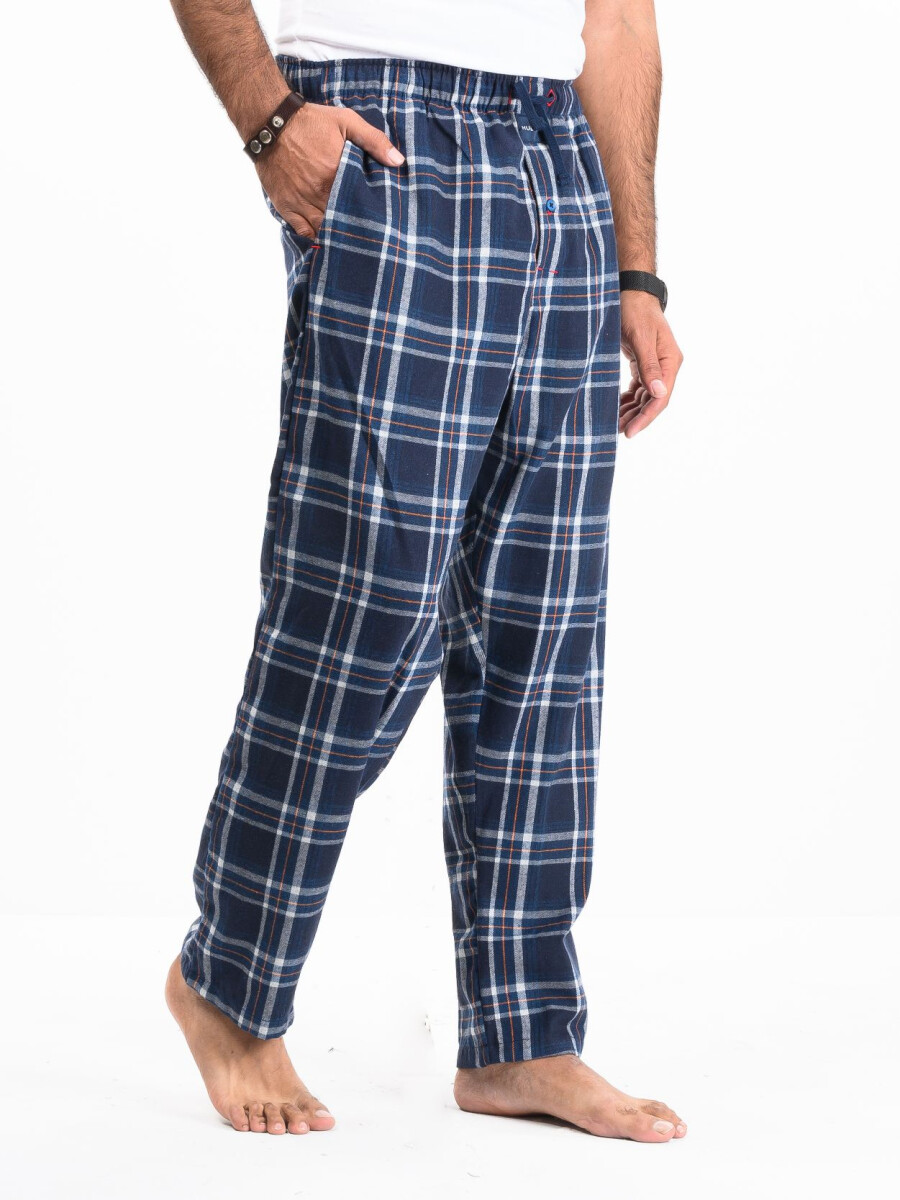 Buy Hueman Flannel Plaid Navy/White Relaxed Winter Pajama