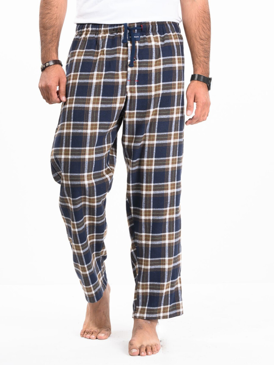 Hueman Flannel Plaid Navy/Brown Relaxed Men’s Winter Pajama