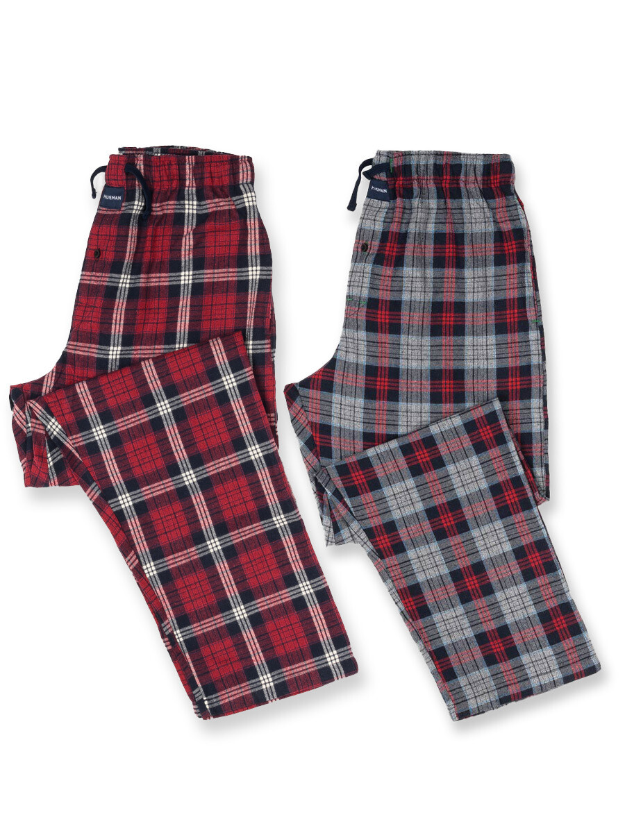 Maroon & Grey Flannel Relaxed Winter Pajamas - Pack of 2