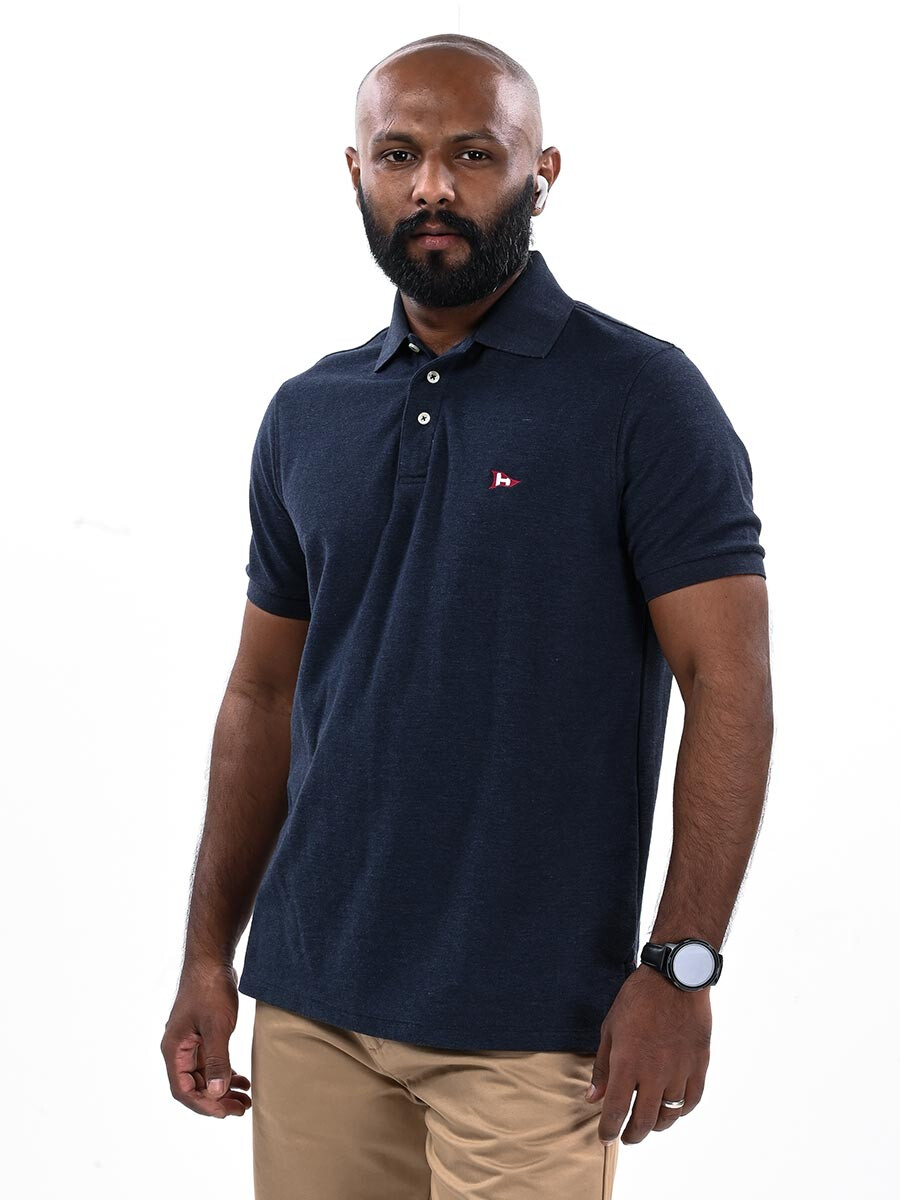 Navy Blue Regular Fit Short Sleeve Men's Polo Shirt - Lalaland.pk