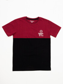 Boys' Black & Burgundy Short Sleeve T-Shirt Crew Neck