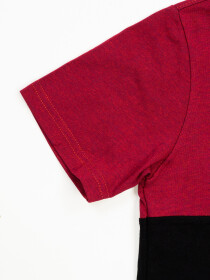 Boys' Black & Burgundy Short Sleeve T-Shirt Crew Neck
