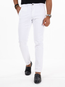 Men's White Slim Fit Stretch Chino Pant