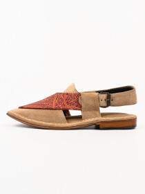 Hand-crafted Fawn Suede Leather Peshawari Chappal