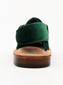 Hand-crafted Green Suede Leather Peshawari Chappal