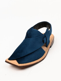 Hand-crafted Blue Suede Leather Peshawari Chappal