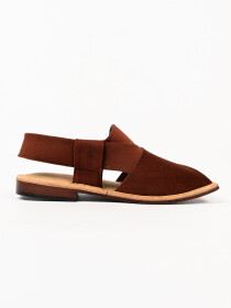 Hand-crafted Brown Suede Leather Peshawari Chappal