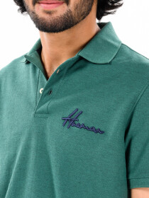 Men's Dark Green Iconic Mesh Regular Fit Short Sleeve Polo Shirt