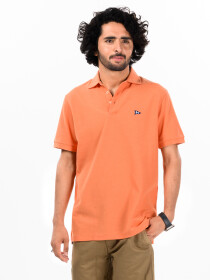 Men's Orange Iconic Mesh Regular Fit Short Sleeve Polo Shirt