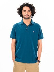 Men's Teal Iconic Mesh Regular Fit Short Sleeve Polo Shirt