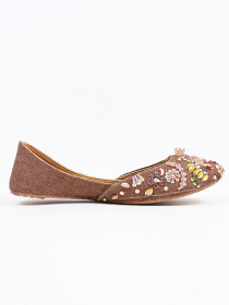 Women Brown Leather Hand Made Milli Shoes  Khussa