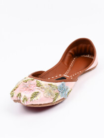 Women Multi Pink Leather Hand Made Milli Shoes Khussa