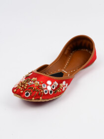 Women Red Leather Khussa