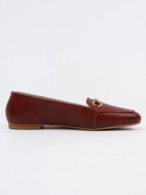 Women Chain Adorned Maroon Loafers