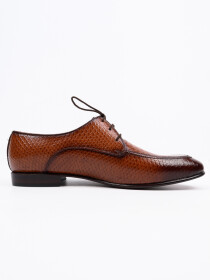Men Light Brown Leather Formal Oxfords Shoes