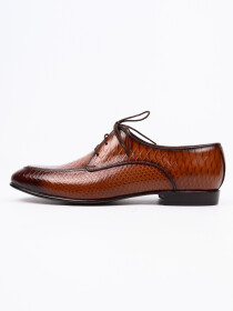 Men Light Brown Leather Formal Oxfords Shoes
