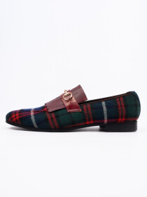 Men Multi Plaid Leather Loafers