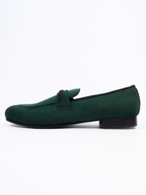 Men Green Velvet Formal Shoes