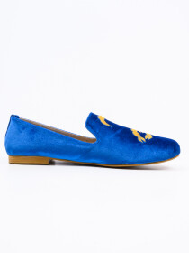 Men Blue Zodaic Signed Velvet Loafers