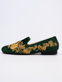 Men Embellished Luxury Green Loafers