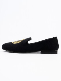 Men Black Owl Patched Loafers