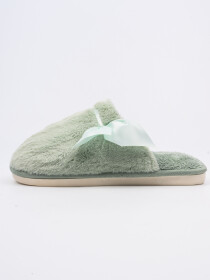 Women Lime Green Slide-On Fluffy Warm Casual Slippers
