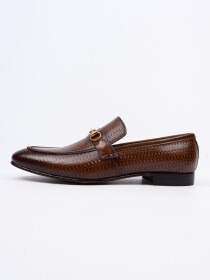 Men Brown Buckle Embellished Leather Formal Shoes