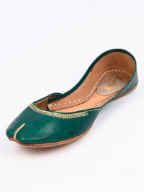 Women Green Leather Hand Made Khussa
