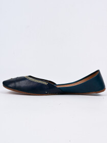 Women Navy Blue Leather Hand Made Khussa