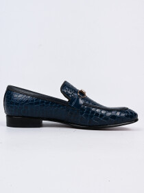 Men Blue Leather Formal Shoes