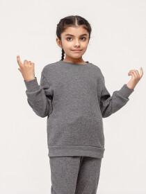 Little Girls' Charcoal Heather Basic Waffle Knit Shirt