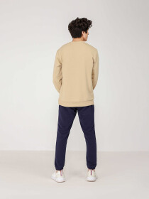 Men's Linen Khaki Ribbed Sweatshirt
