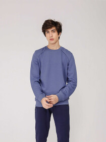 Men's Crew Blue Raw Edges Sweatshirt