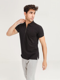 Men's Black Zipper Polo Shirt