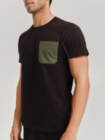 Men's Black Contrast Pocket T-Shirt