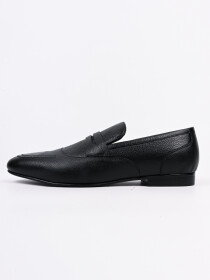 Men Almond Toe Double Surfaced Black Shoes