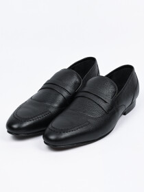 Men Almond Toe Double Surfaced Black Shoes
