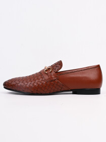 Men Brown Chain Detailed Hand-Crafted Shoes