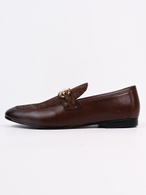 Men Shiny Surfaced Brown Leather Formal Shoes