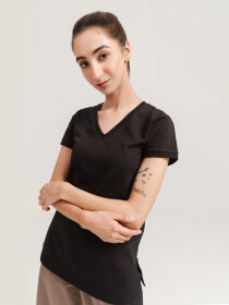 Women's Black V-Neck Relaxed Fit Tee