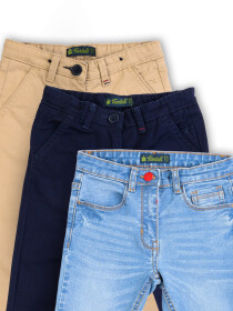 Pack of 3 -  Kids & Babies 2 Chinos 1 Light Blue Jeans