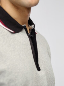 Men's Grey Heather Contrast Collar Polo Shirt