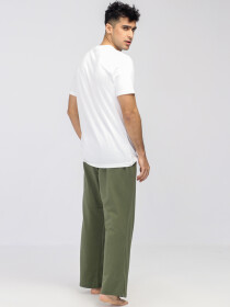 Men's Olive Basic Relaxed Fit Pants