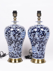 Traditional Blue Ceramic Table Lamps Large