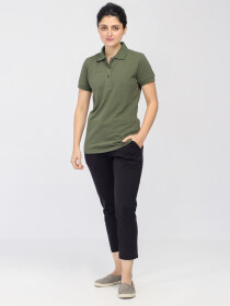 Women's Green Basic Polo Shirt