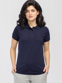 Women's Navy Blue Basic Polo Shirt